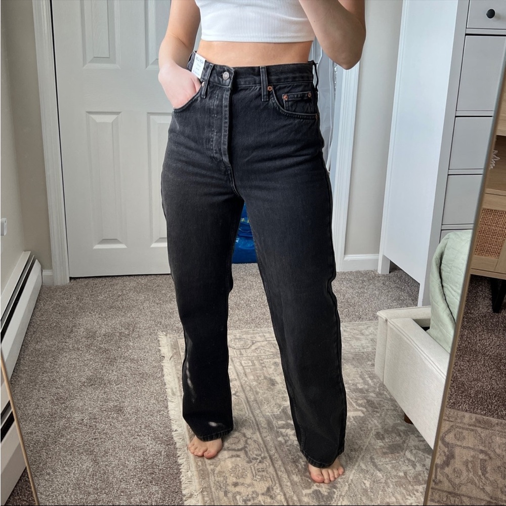 Topshop Petite Kort Jeans Washed Black
